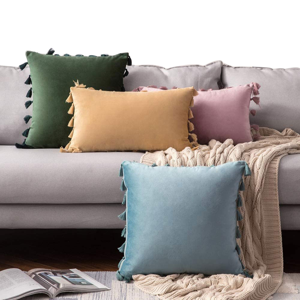Custom Throw Pillow Cover Home Decoration Pom Pom Cushion Cover velvet pillowcase